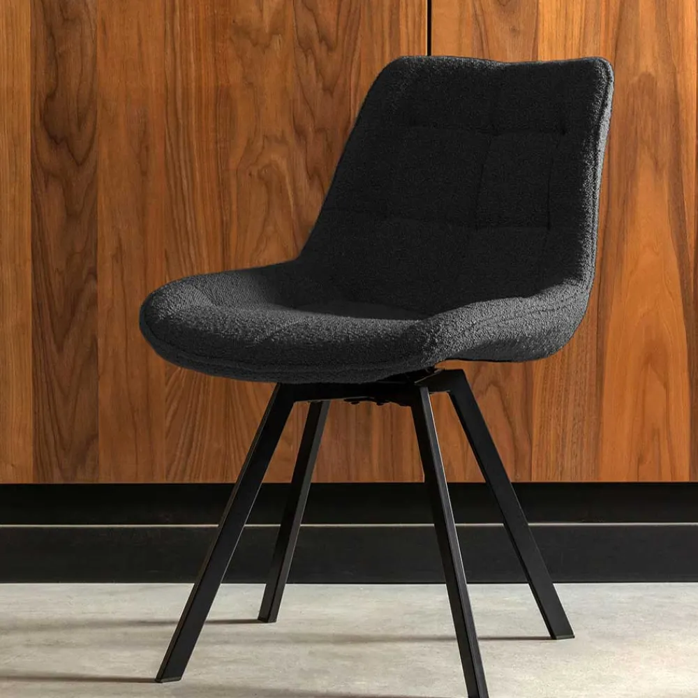 Wohnen Stühle<Esstisch Drehstuhl aus Boucle Stoff - Seymour (2er Set)