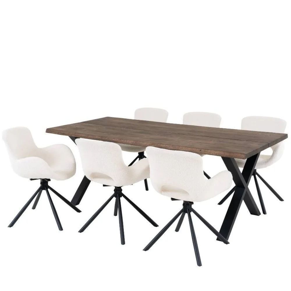 Wohnen Sitzgruppe<Esstisch mit Tischsesseln drehbar als Set - Ceolata (siebenteilig)