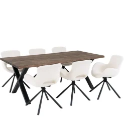 Wohnen Sitzgruppe<Esstisch mit Tischsesseln drehbar als Set - Ceolata (siebenteilig)