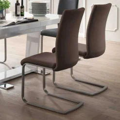 Wohnen Sessel<Esstisch Schwingstuhl in Braun Finca Kunstleder (4er Set)