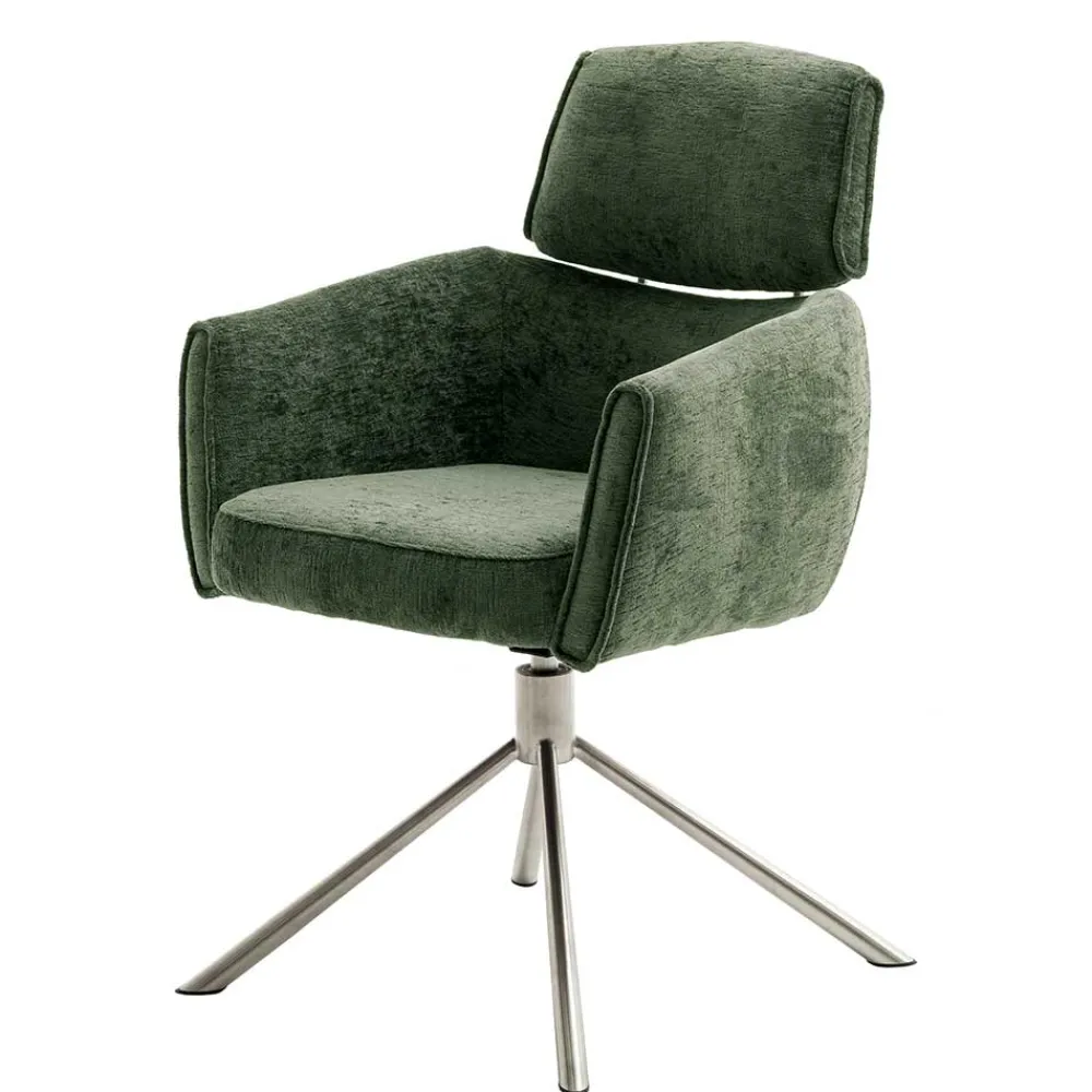 Wohnen Stühle<Esstisch Sessel in Oliv Grün Stoff - Occita (2er Set)