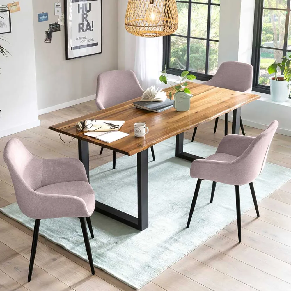 Wohnen Sitzgruppe<Esstisch und Stuhl Kombi modern - Icy (fünfteilig)