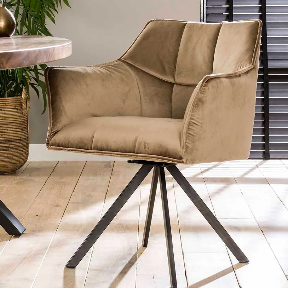 Wohnen Stühle<Esstischsessel aus Samt Beige - Zegovin (2er Set)
