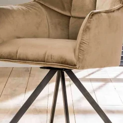 Wohnen Stühle<Esstischsessel aus Samt Beige - Zegovin (2er Set)