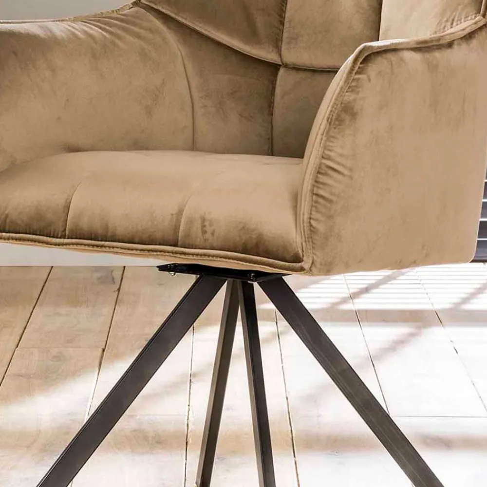 Wohnen Stühle<Esstischsessel aus Samt Beige - Zegovin (2er Set)