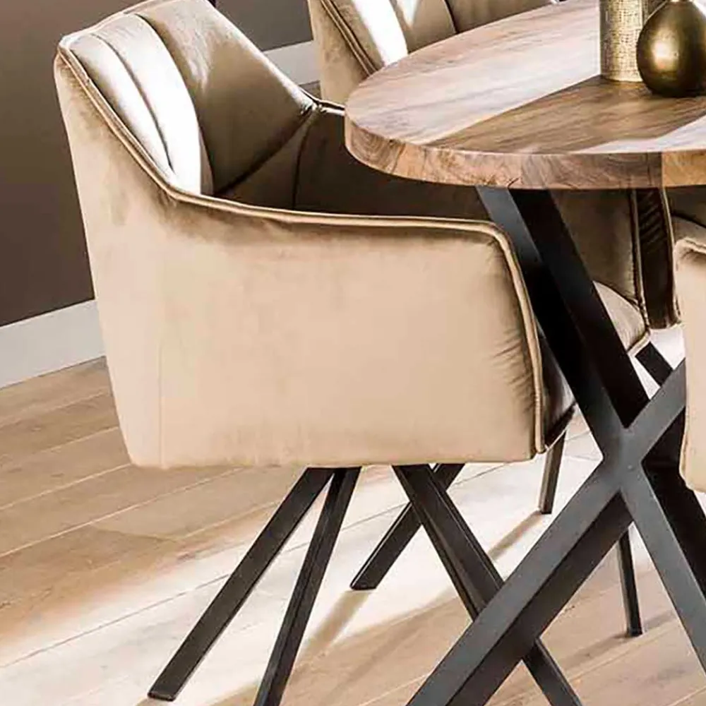 Wohnen Stühle<Esstischsessel aus Samt Beige - Zegovin (2er Set)