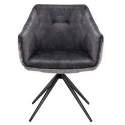 Wohnen Stühle<Esstisch-Sessel in Dunkelgrau Material-Mix - Chiak