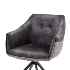 Wohnen Stühle<Esstisch-Sessel in Dunkelgrau Material-Mix - Chiak