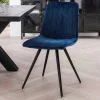 Wohnen Stühle<Esstischstühle in Blau Samt - Rasmino (4er Set)