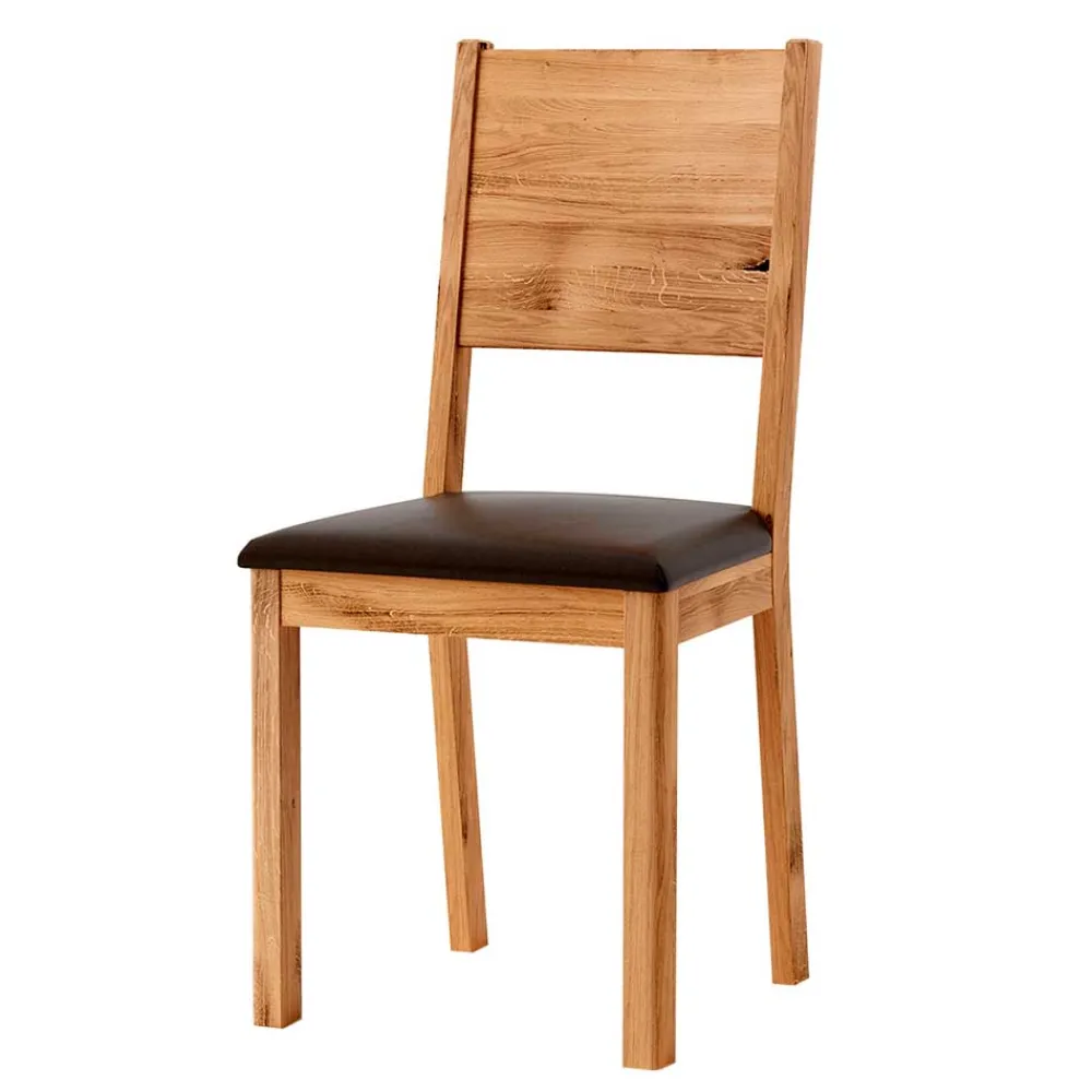 Wohnen Stühle<Esstischstuhl aus Wildeiche mit Kunstleder Sitz - Ernestan