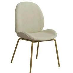 Wohnen Stühle<Esstischstuhl in Creme Weiß & Messing - Caspard