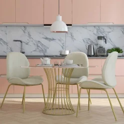 Wohnen Stühle<Esstischstuhl in Creme Weiß & Messing - Caspard