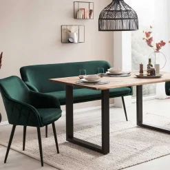 Wohnen Sitzbank<Esszimmer Bank in Dunkelgrün Samt - Laruis