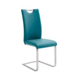 Wohnen Sessel<Esszimmer Freischwinger in Petrol Blau Laida Kunstleder (4er Set)