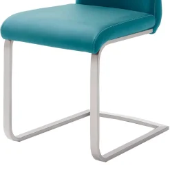 Wohnen Sessel<Esszimmer Freischwinger in Petrol Blau Laida Kunstleder (4er Set)