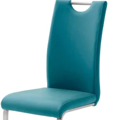 Wohnen Sessel<Esszimmer Freischwinger in Petrol Blau Laida Kunstleder (4er Set)