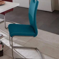 Wohnen Sessel<Esszimmer Freischwinger in Petrol Blau Laida Kunstleder (4er Set)