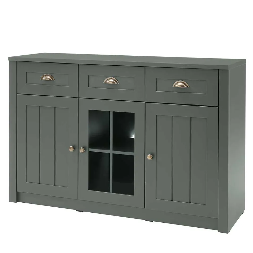 Wohnen Wohnwände<Esszimmer Möbel Set in Dunkelgrün - Niestov (vierteilig)