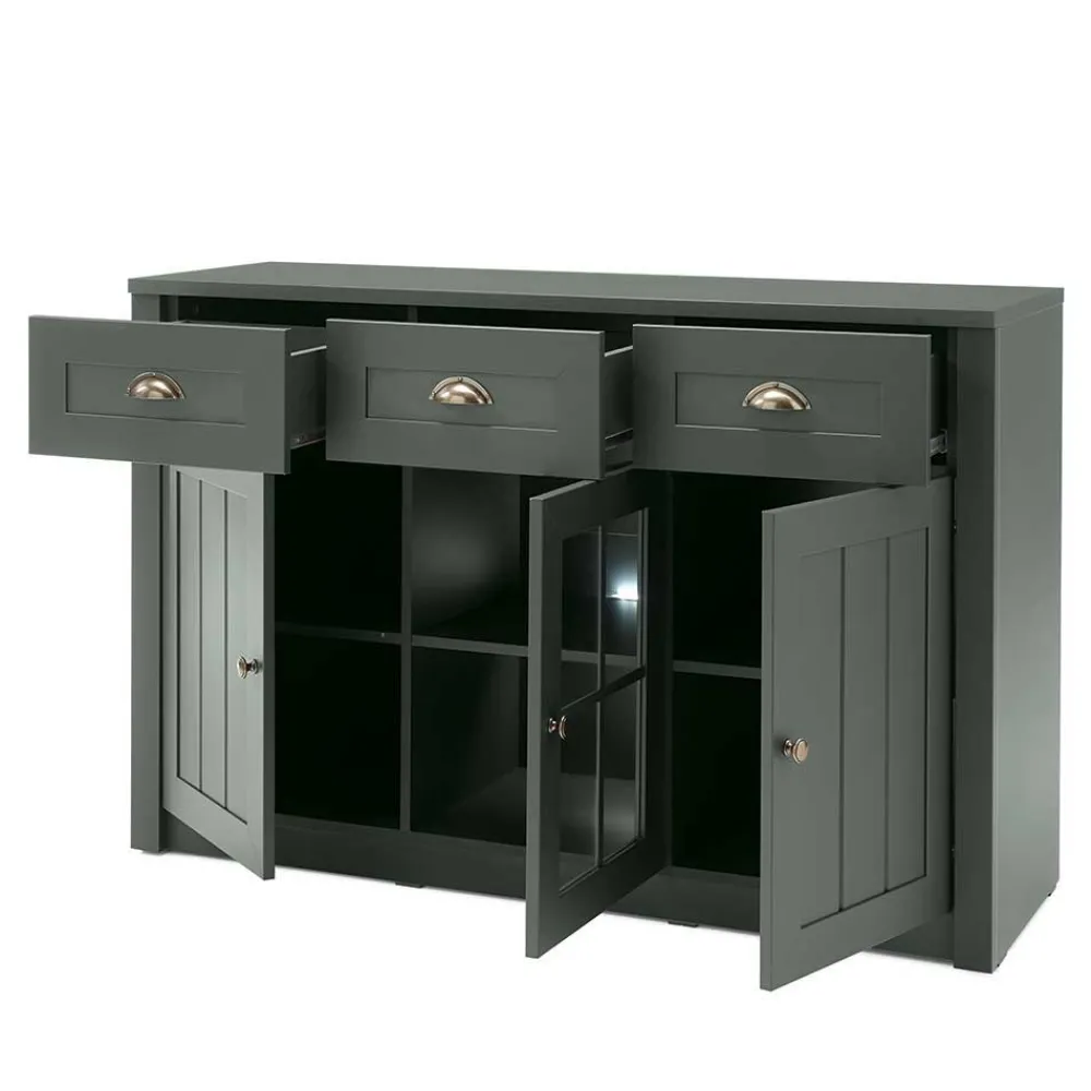 Wohnen Wohnwände<Esszimmer Möbel Set in Dunkelgrün - Niestov (vierteilig)