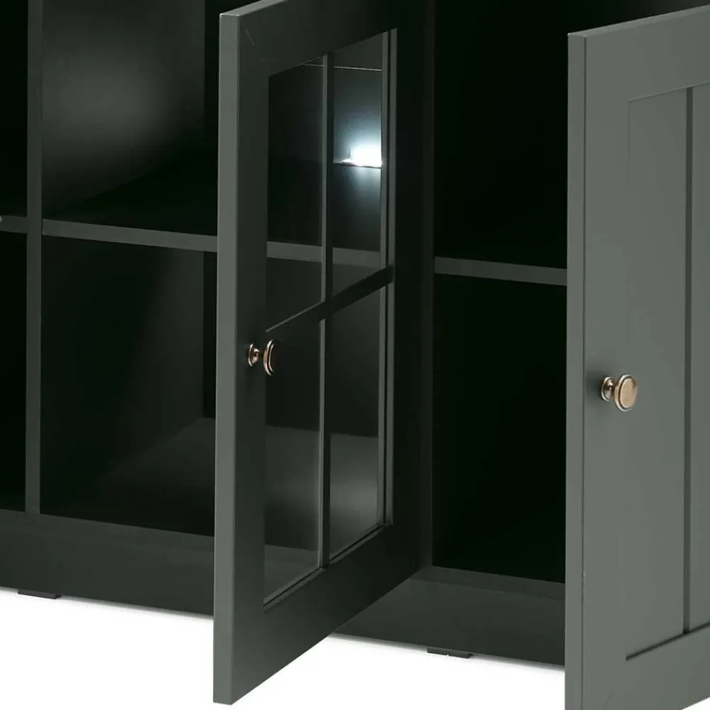 Wohnen Wohnwände<Esszimmer Möbel Set in Dunkelgrün - Niestov (vierteilig)