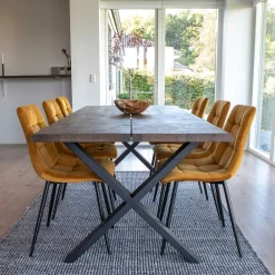 Wohnen Sitzgruppe<Esszimmer Möbel Set mit Tisch - Anjal (siebenteilig)