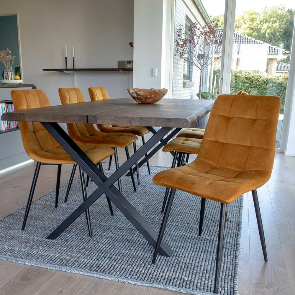 Wohnen Sitzgruppe<Esszimmer Möbel Set mit Tisch - Anjal (siebenteilig)