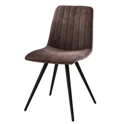 Wohnen Stühle<Esszimmer Retrostühle in Taupe Samt - Ansga (4er Set)
