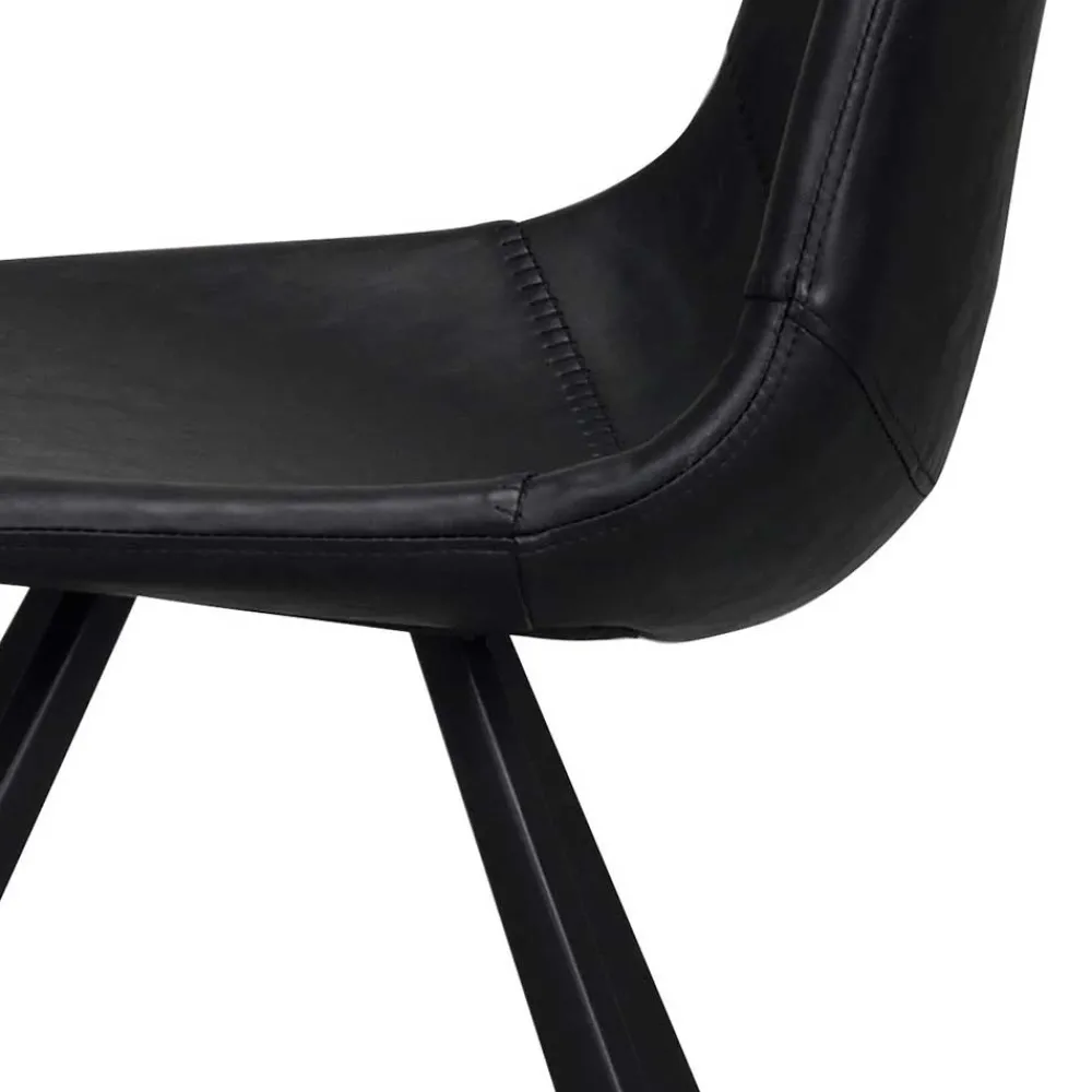 Wohnen Stühle<Esszimmer Schalenstuhl in Schwarz Merlin Kunstleder (2er Set)