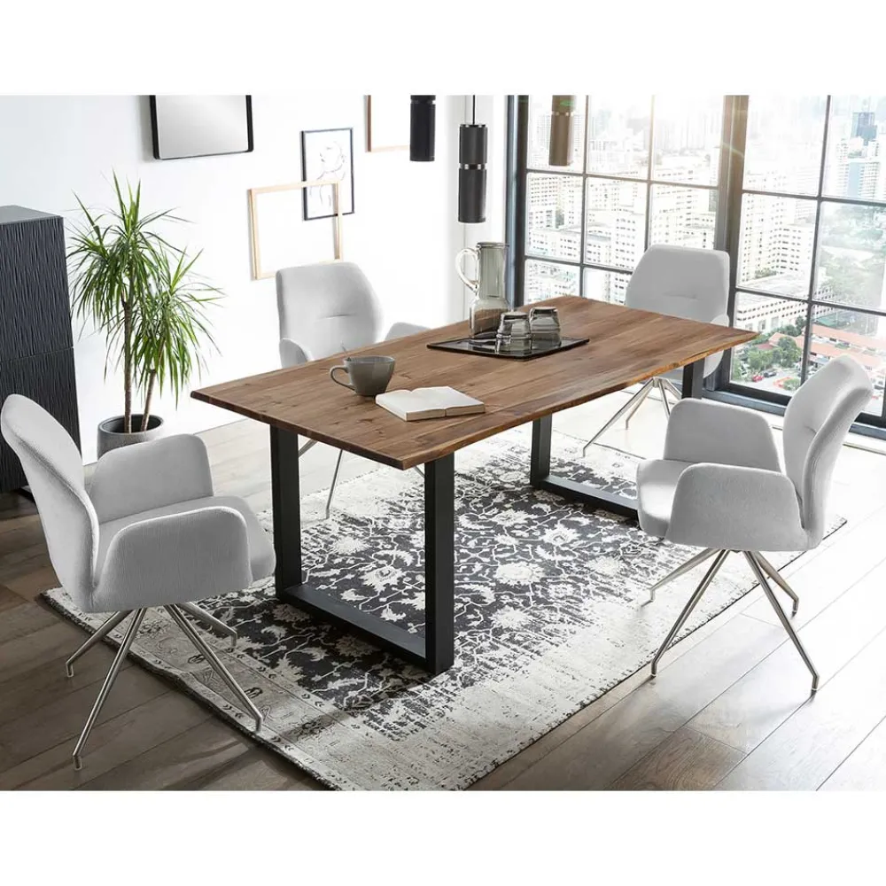 Wohnen Sitzgruppe<Esszimmer Sitzgruppe mit Drehstühlen - Brunion (fünfteilig)