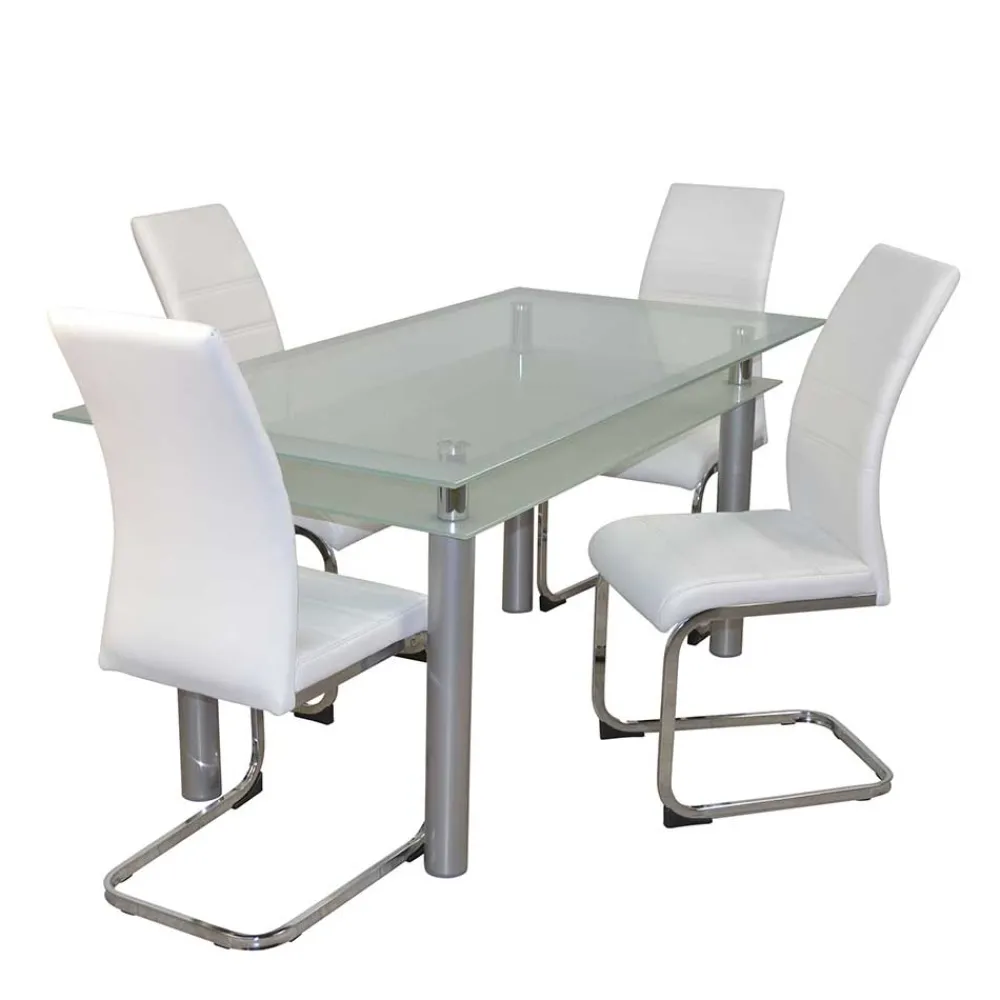 Wohnen Sitzgruppe<Esszimmer Sitzgruppe mit Glastisch - Yulmatro (fünfteilig)
