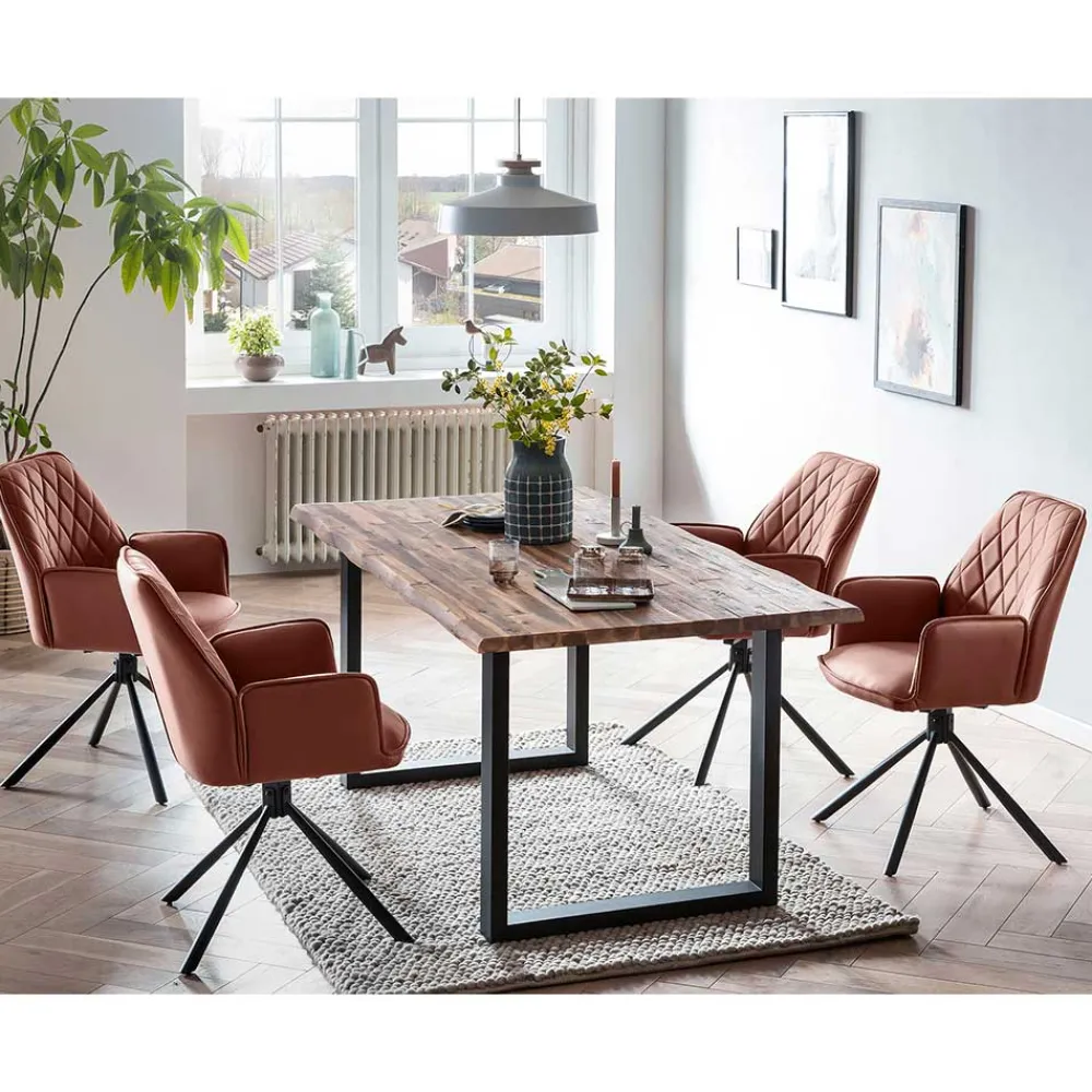 Wohnen Sitzgruppe<Esszimmer Tischgruppe mit Drehstühlen - Conny (fünfteilig)