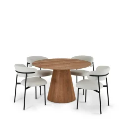 Wohnen Sitzgruppe<Esszimmergruppe im Skandi Design - Bean (fünfteilig)