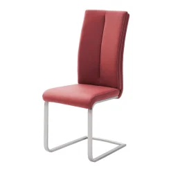 Wohnen Sessel|Stühle<Esszimmerstuhl als Freischwinger in dunklem Rot Lioberta Kunstleder (4er Set)