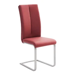 Wohnen Sessel|Stühle<Esszimmerstuhl als Freischwinger in dunklem Rot Lioberta Kunstleder (4er Set)