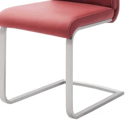 Wohnen Sessel|Stühle<Esszimmerstuhl als Freischwinger in dunklem Rot Lioberta Kunstleder (4er Set)