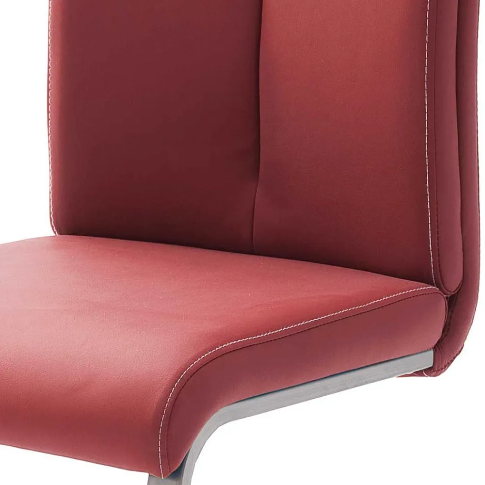 Wohnen Sessel|Stühle<Esszimmerstuhl als Freischwinger in dunklem Rot Lioberta Kunstleder (4er Set)