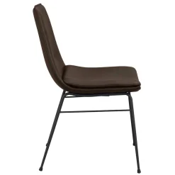 Wohnen Stühle<Esszimmerstuhl aus Leder in Braun - Unkorian (2er Set)