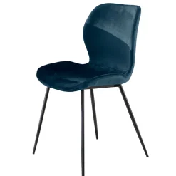 Wohnen Stühle<Esszimmerstuhl in Blau Samtbezug - Borgio (4er Set)