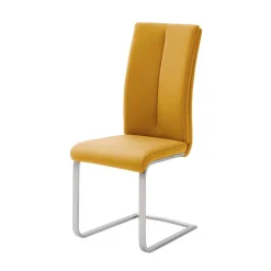Wohnen Sessel<Esszimmerstuhl in Gelb Kunstleder Julan mit Schwinggestell (4er Set)