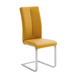 Wohnen Sessel<Esszimmerstuhl in Gelb Kunstleder Julan mit Schwinggestell (4er Set)