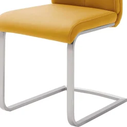 Wohnen Sessel<Esszimmerstuhl in Gelb Kunstleder Julan mit Schwinggestell (4er Set)