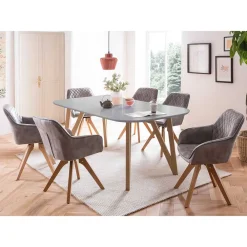 Wohnen Sitzgruppe<Esszimmertisch & Tischsessel Set - Salma (siebenteilig)
