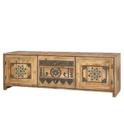 Wohnen Tv & Hifi-Möbel|Lowboards<Ethno Style TV Kommode mit farbenfrohen Ornamenten - Azua