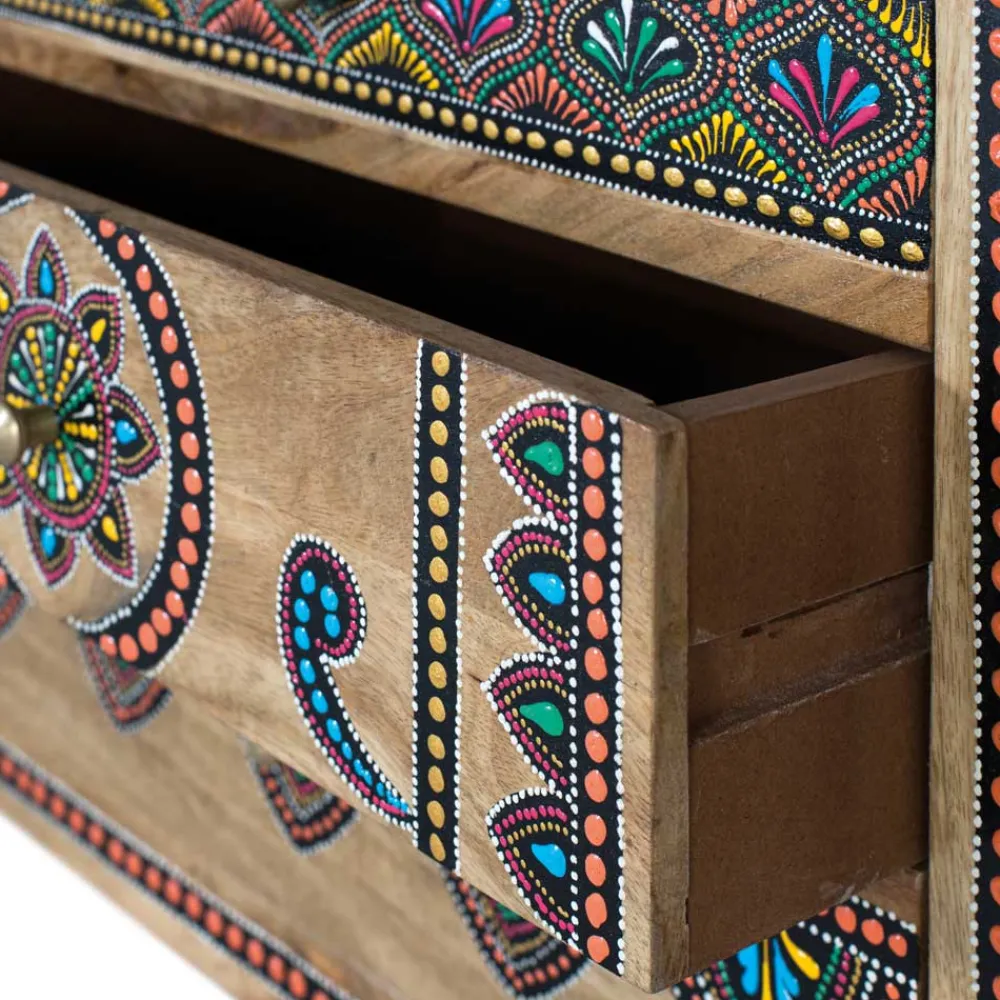 Wohnen Tv & Hifi-Möbel|Lowboards<Ethno Style TV Kommode mit farbenfrohen Ornamenten - Azua