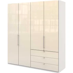 Wohnen Kleiderschränke|Schränke<Falttüren Kleiderschrank in Creme Glas - Zidarie