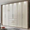 Wohnen Kleiderschränke|Schränke<Falttüren Kleiderschrank in Beige Glasfront - Budelli