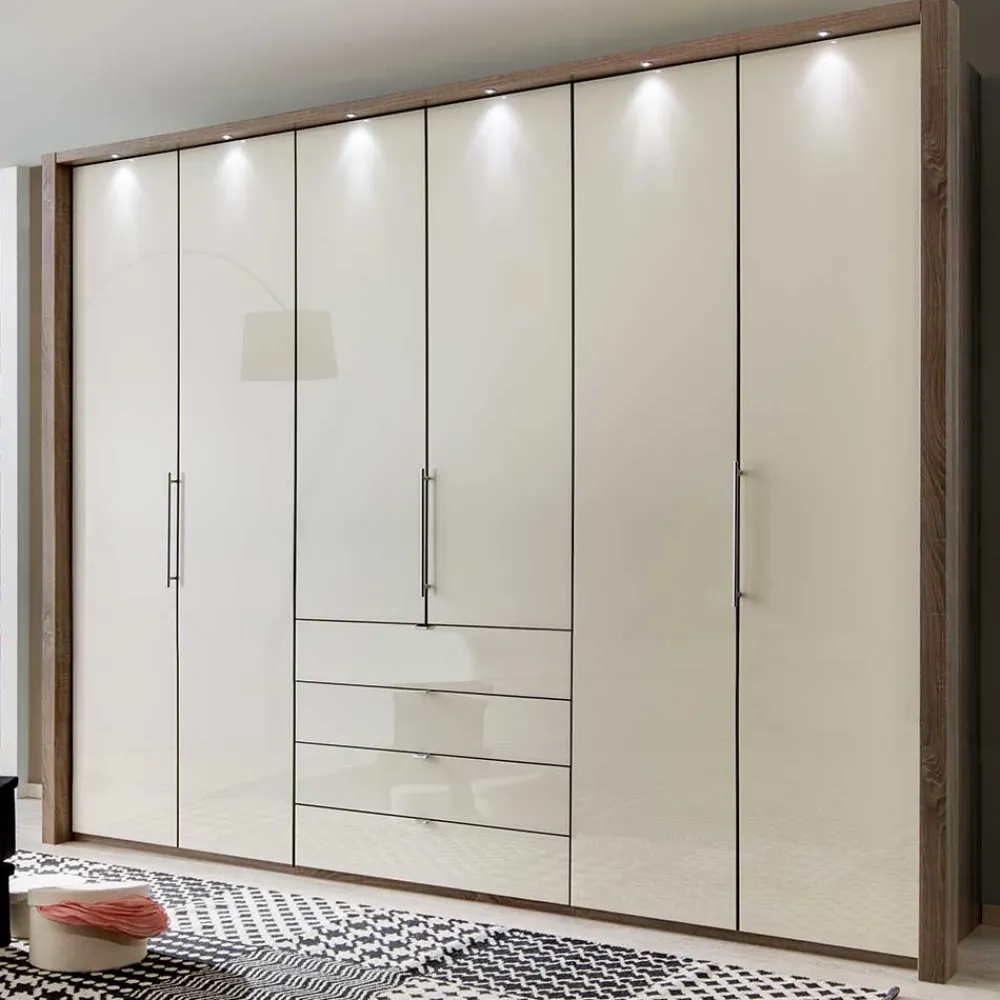 Wohnen Kleiderschränke|Schränke<Falttüren Kleiderschrank in Beige Glasfront - Budelli