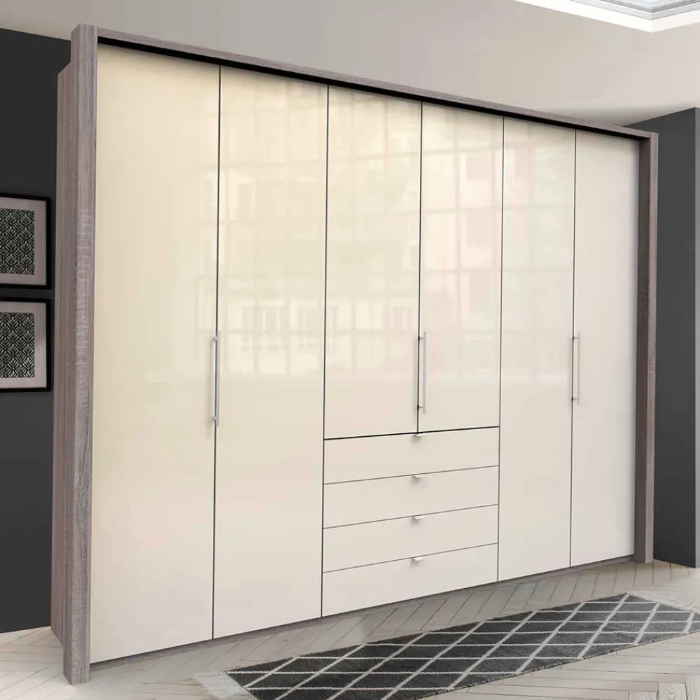 Wohnen Kleiderschränke|Schränke<Falttüren Kleiderschrank in Beige Glasfront - Budelli
