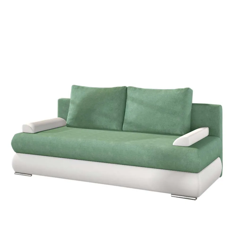 Wohnen Sofas<Federkern Bettsofa in Hellgrün und Weiß - Jeanys