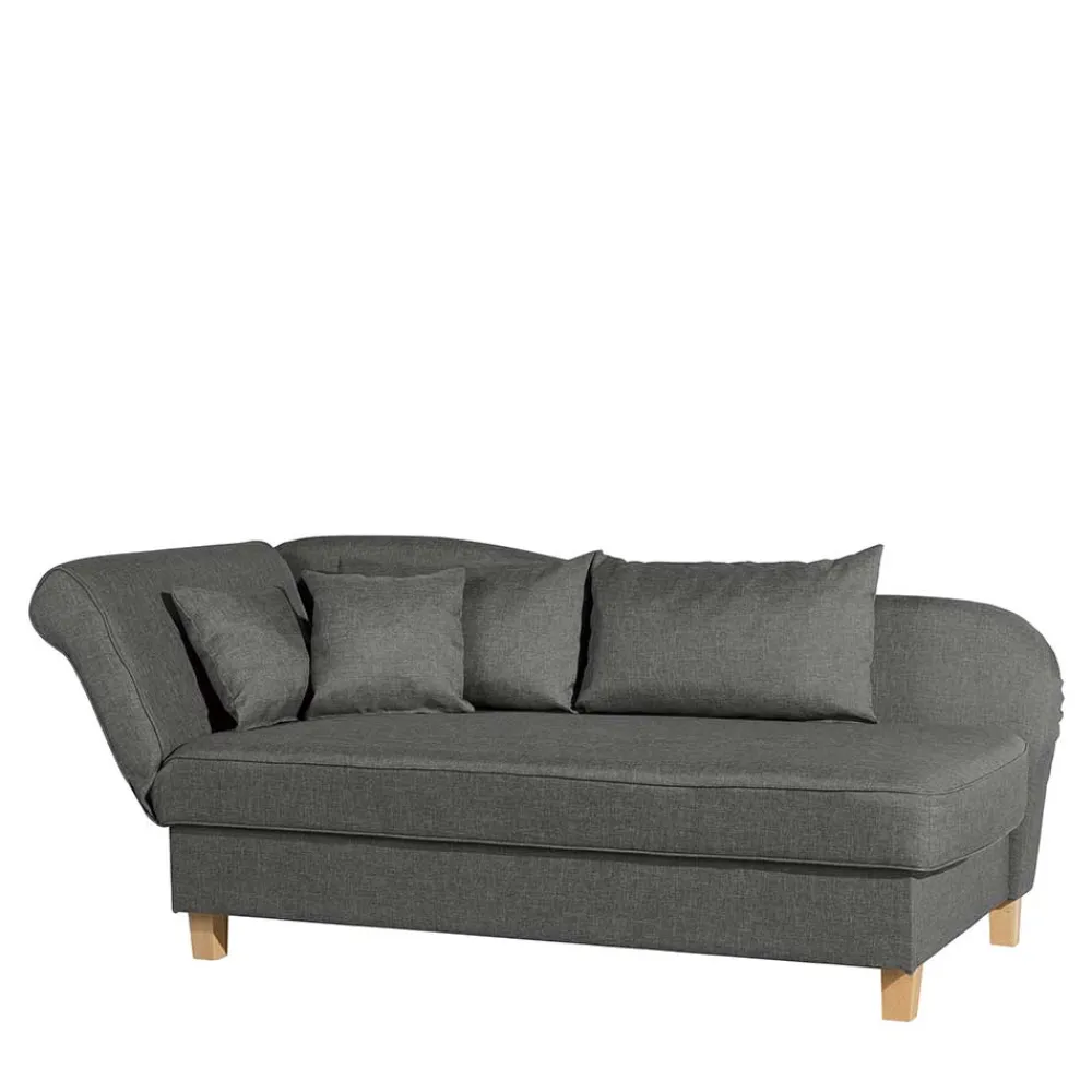 Wohnen Sofas<Federkern Chaiselongue in Anthrazit mit Buche - Sektinus